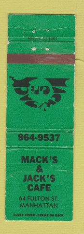 Matchbook Cover - Mack's & Jack's Cafe Manhattan New York City WEAR