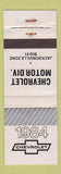Matchbook Cover - 1984 Chevrolet Jacksonville FL Zone WORN