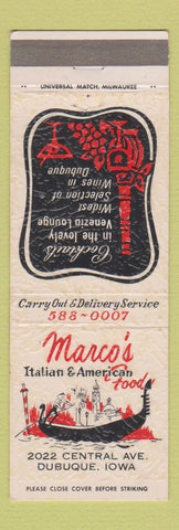 Matchbook Cover - Marco's Italian Restaurant Dubuque IA