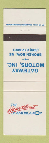 Matchbook Cover - Gateway Motors Chevrolet Broken Bow NE