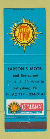 Matchbook Cover - Larson's Motel Gettysburg PA Quality Motel
