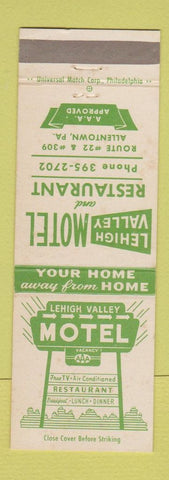 Matchbook Cover - Lehigh Valley Motel Allentown PA