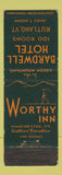 Matchbook Cover - Bardwell Hotel Rutland VT Worthy Inn WEAR