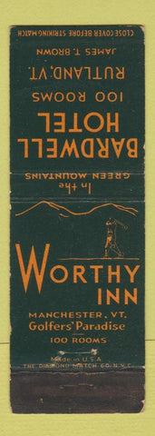 Matchbook Cover - Bardwell Hotel Rutland VT Worthy Inn WEAR
