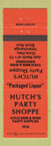 Matchbook Cover - Hutch's Party Shoppe Liquor