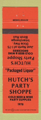 Matchbook Cover - Hutch's Party Shoppe Liquor