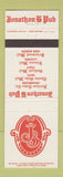 Matchbook Cover - Jonathon B Pub Ann Arbor Dearborn Novi Troy Livonia MI