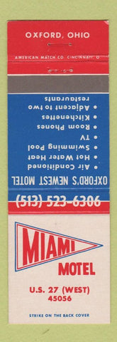 Matchbook Cover - Miami Motel Oxford OH