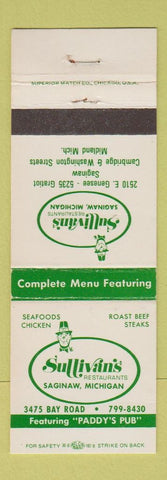 Matchbook Cover - Sullivan's Restaurants Saginaw MI Midland