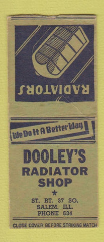 Matchbook Cover - Dooley's Radiator Shop Salem IL low phone # BOBTAIL WEAR