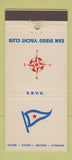 Matchbook Cover - San Diego Yacht Club CA 30 Stick