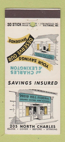 Matchbook Cover - Druid Hill Federal Savings Baltimore MD 30 Stick