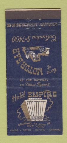 Matchbook Cover - Hotel Empire Motor Bar New York City 30 Stick