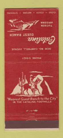 Matchbook Cover - Catalina Guest Ranch Tucson AZ 30 Stick