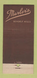 Matchbook Cover - Marler's Beverly Hills CA 30 Stick