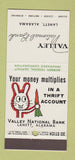 Matchbook Cover - Valley National Bank Lanett AL rabbit 30 Stick