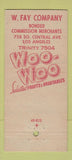 Matchbook Cover - Fay Fruits Vegetables Los Angeles CA 30 Stick