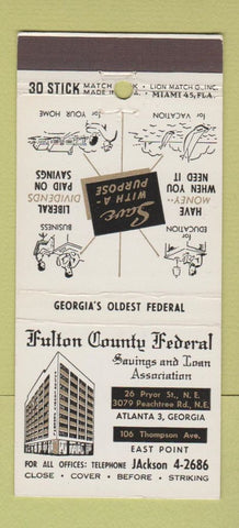 Matchbook Cover - Fulton County Federal Savings Atlanta GA 30 Stick