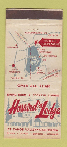 Matchbook Cover - Howard's Lodge Tahoe Valley CA 30 Stick