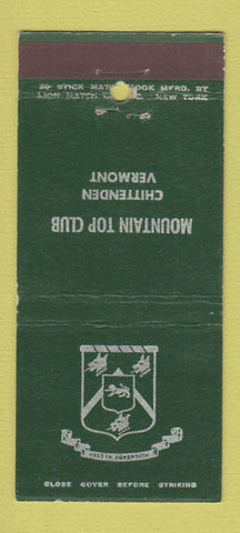 Matchbook Cover - Mountain Top Club Chittenden VT 30 Stick