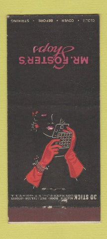 Matchbook Cover - Mr Foster's Shops Women's Clothes Gifts 30 Stick