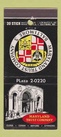 Matchbook Cover - Maryland Trust Company Baltimore MD 30 Stick