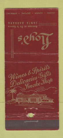 Matchbook Cover - Lloyd's Santa Barbara CA 30 Stick