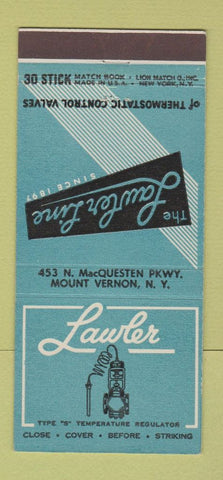 Matchbook Cover - Lawler Line Control Valves Mount Vernon NY 30 Stick