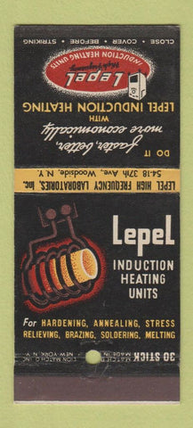 Matchbook Cover - Lepel Induction Heating Units Woodside NY 30 Stick