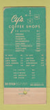Matchbook Cover - Cy's Coffee Shops Bakersfield CA 30 Stick