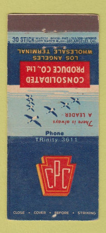 Matchbook Cover - Consolidated Produce Los Angeles CA 30 Stick