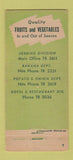 Matchbook Cover - Consolidated Produce Los Angeles CA 30 Stick