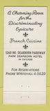 Matchbook Cover - Cafe De Paris French Chicago IL 30 Stick