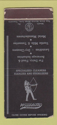 Matchbook Cover - Wyandotte Products Canada tax stamp WORN SAMPLE 30 Strike