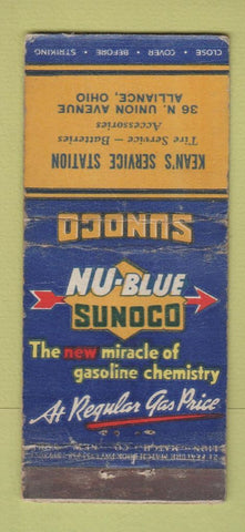 Matchbook Cover - Sunoco oil gas Kean's Alliance OH WORN 21 Strike Feature