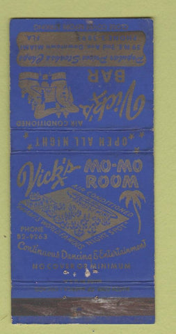 Matchbook Cover - Vick's Bar Miami FL WEAR 30 Strike