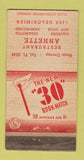 Matchbook Cover - Restaurant Annette QC tax stamp WORN 30 Strike
