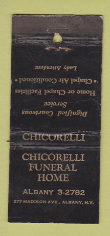 Matchbook Cover - Chicorelli Funeral Home Albany NY WORN 30 Stick