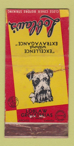 Matchbook Cover - Loblaw's Grocery Terrier Dog WORN Canada 30 Strike