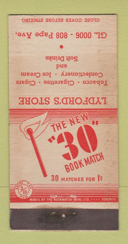 Matchbook Cover - Lydford's Store Canada Tax Stamp WEAR 30 Strike