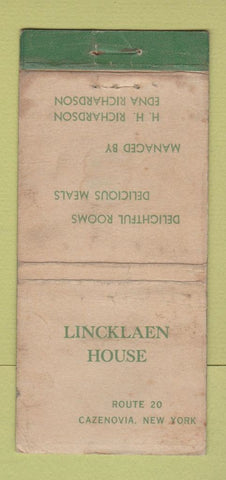 Matchbook Cover - Licklaen House Cazenovia NY WORN 30 Strike