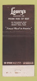 Matchbook Cover - Lawry's Prime Ribs of Beef Beverly Hills CA WEAR 30 Stick