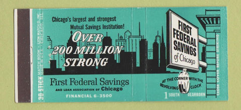 Matchbook Cover - First Federal Savings Chicago IL 30 Stick
