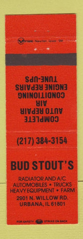 Matchbook Cover - Bud Stout's Radiator Repair Urbana IL