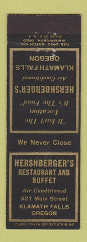 Matchbook Cover - Hershberger's Restaurant Buffet Klamath Falls OR