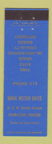 Matchbook Cover - Marie Nelson Bates Insurance Pendleton OR