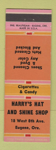 Matchbook Cover - Harry's Hat and Shine Shop Eugene OR