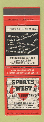 Matchbook Cover - Sports West Ace Hardware Klamath Falls OR
