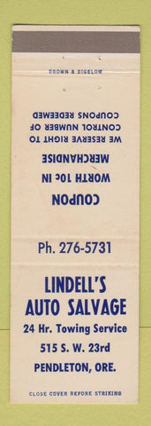 Matchbook Cover - Lindell's Auto Salvage Pendleton OR