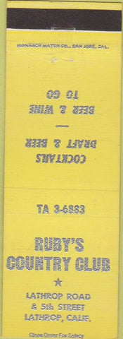Matchbook Cover - Ruby's Country Club Lathrop CA